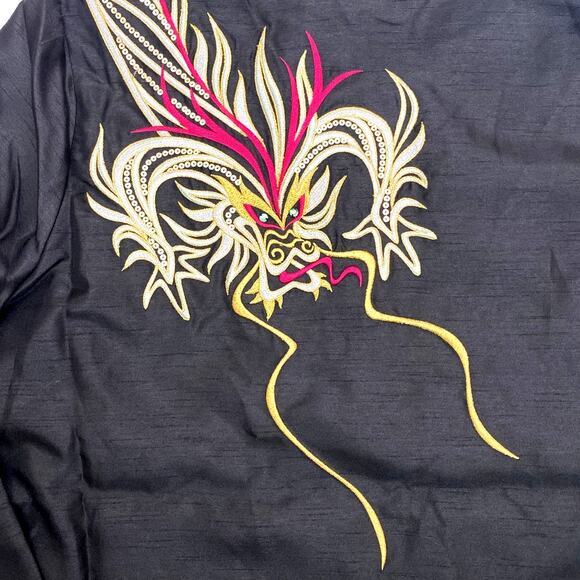 Bob Mackie Dragon Sequin Wearable Art XL 1X Embroidered Kimono Tunic Zip Asian - Picture 1 of 15